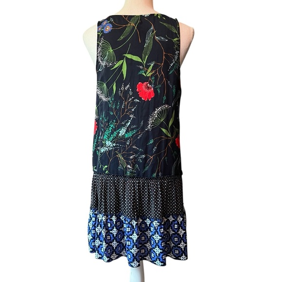Aerie Navy, Black, Red and Green Patterned Sleeveless Tiered Dress Size Small - Picture 3 of 8